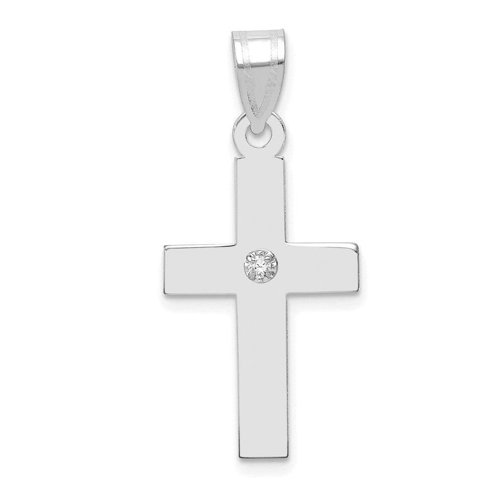 14K Weißgold Diamant-Anhänger Kreuz, 0,02 ct