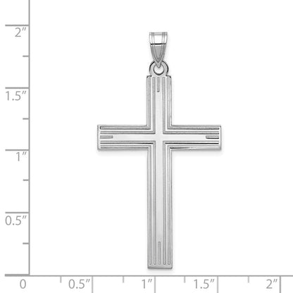 14K Weißgold Massiv Lasergravierter Kreuzanhänger