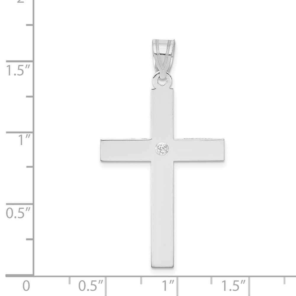 14K Weißgold Kreuzanhänger mit 0,02 ct. Diamant
