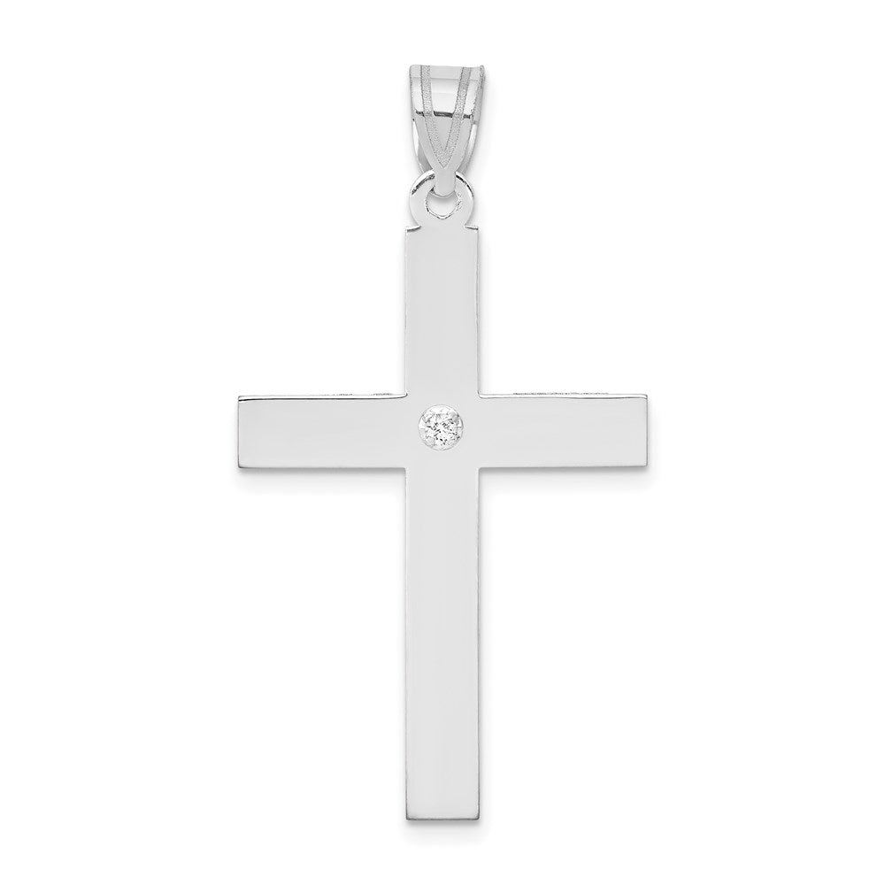 14K Weißgold Kreuzanhänger mit 0,02 ct. Diamant