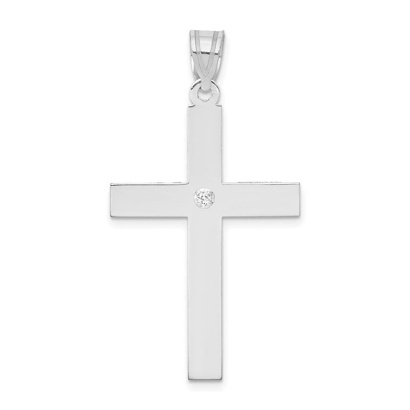 14K Weißgold Kreuzanhänger mit 0,02 ct. Diamant