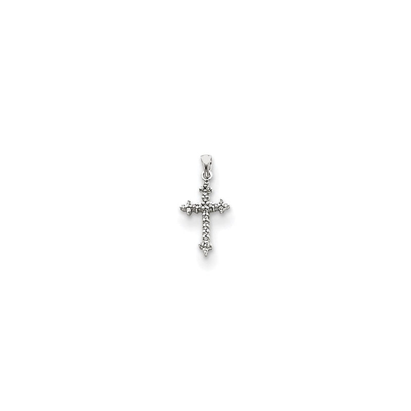 14k Weißgold Diamant Kreuz-Anhänger mit Fleur-de-Lis-Motiv