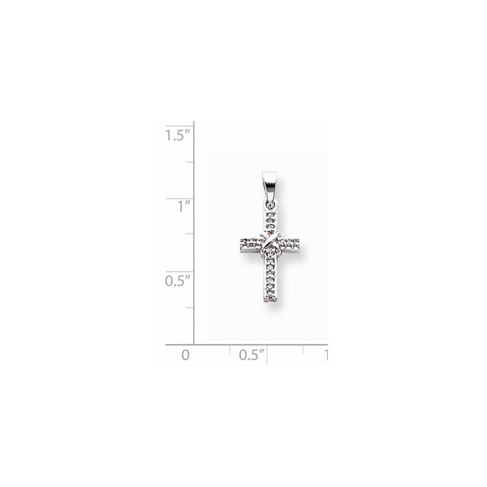 14K Weißgold Diamant-Anhänger Lateinisches Kreuz