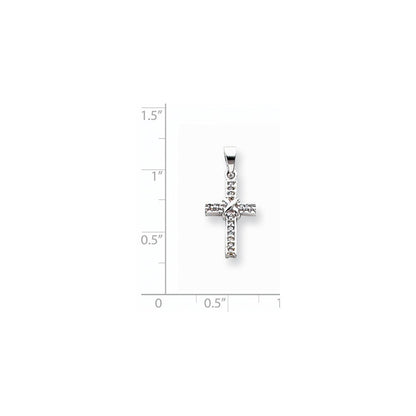 14K Weißgold Diamant-Anhänger Lateinisches Kreuz