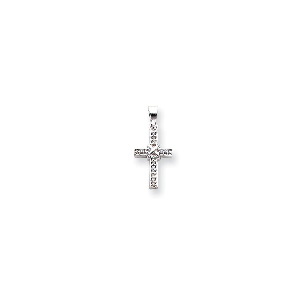 14K Weißgold Diamant-Anhänger Lateinisches Kreuz