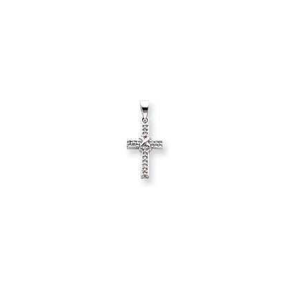 14K Weißgold Diamant-Anhänger Lateinisches Kreuz