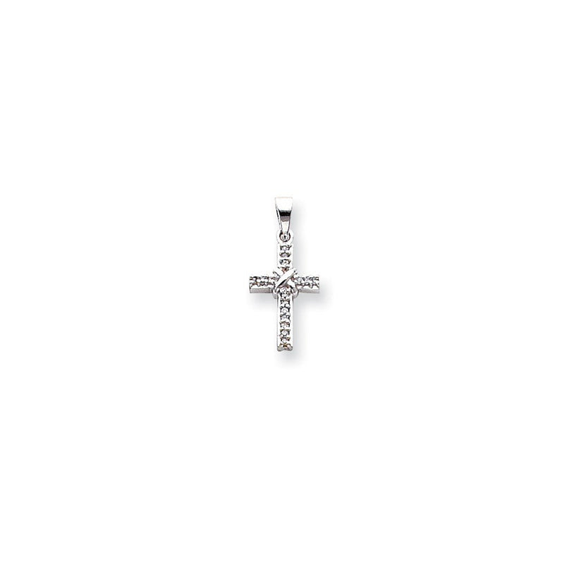 14K Weißgold Diamant-Anhänger Lateinisches Kreuz