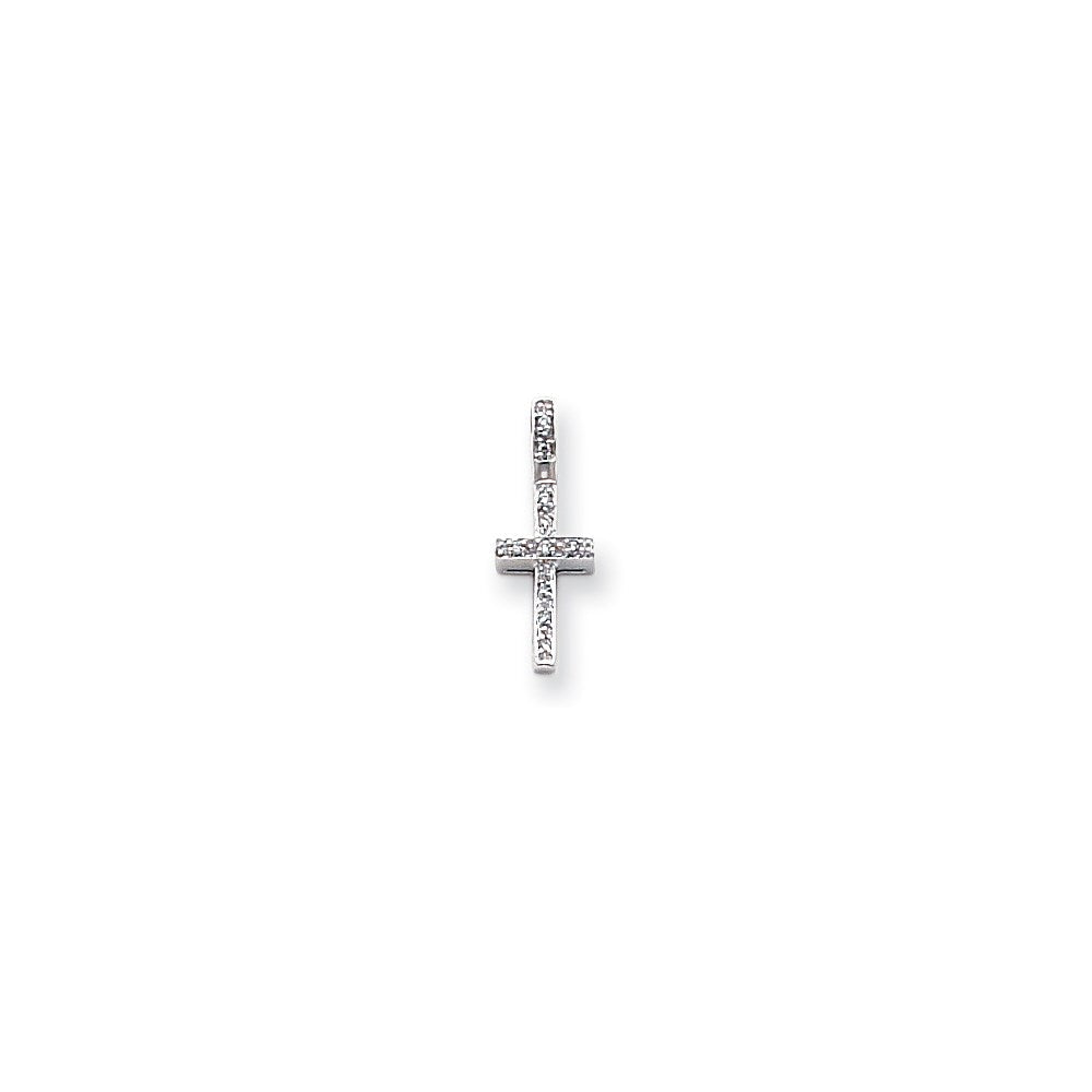 14K Weißgold Diamant-Anhänger Lateinisches Kreuz