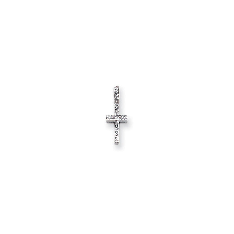 14K Weißgold Diamant-Anhänger Lateinisches Kreuz