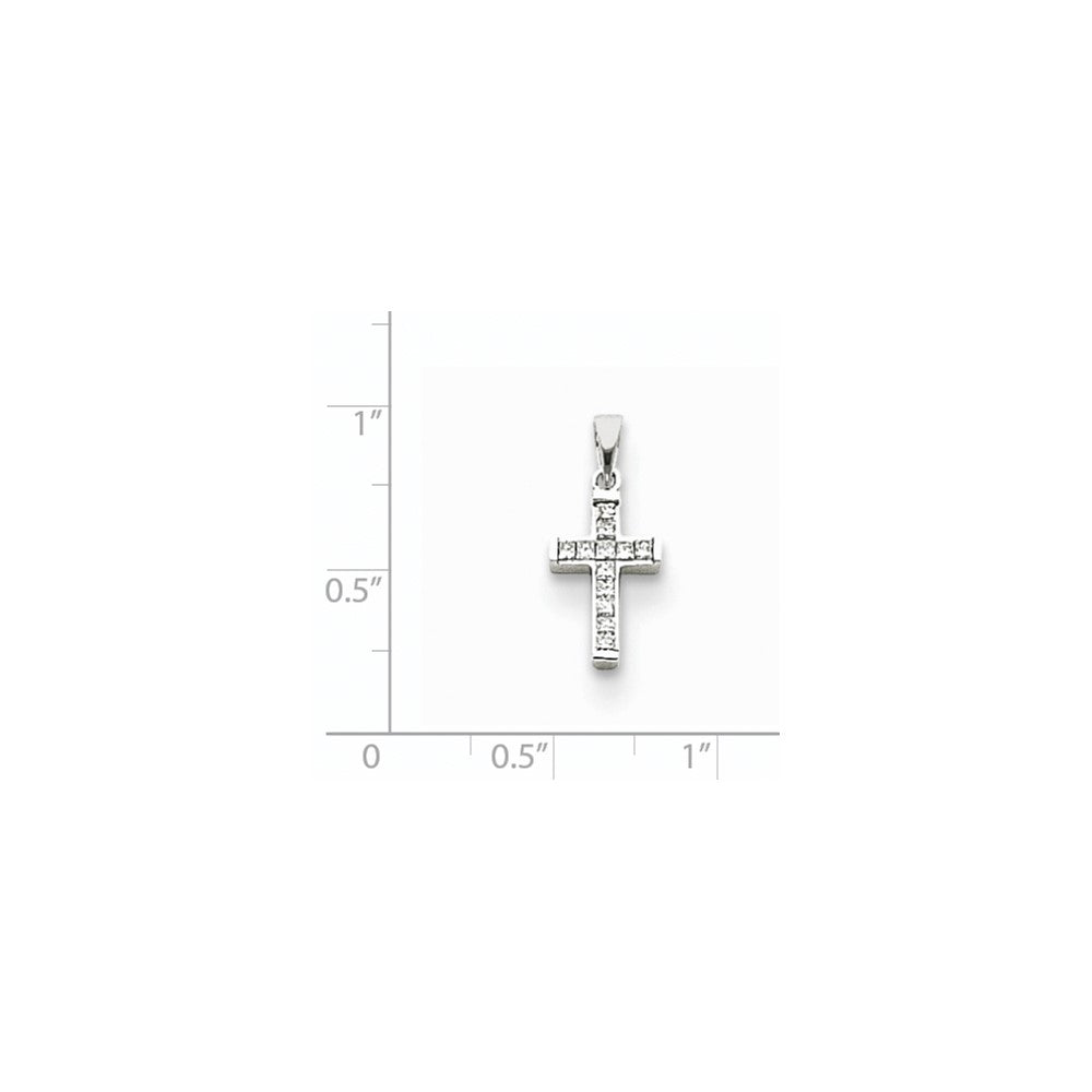 14K Weißgold Diamant-Anhänger Lateinisches Kreuz