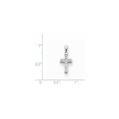14K Weißgold Diamant-Anhänger Lateinisches Kreuz