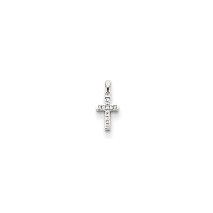 14K Weißgold Diamant-Anhänger Lateinisches Kreuz
