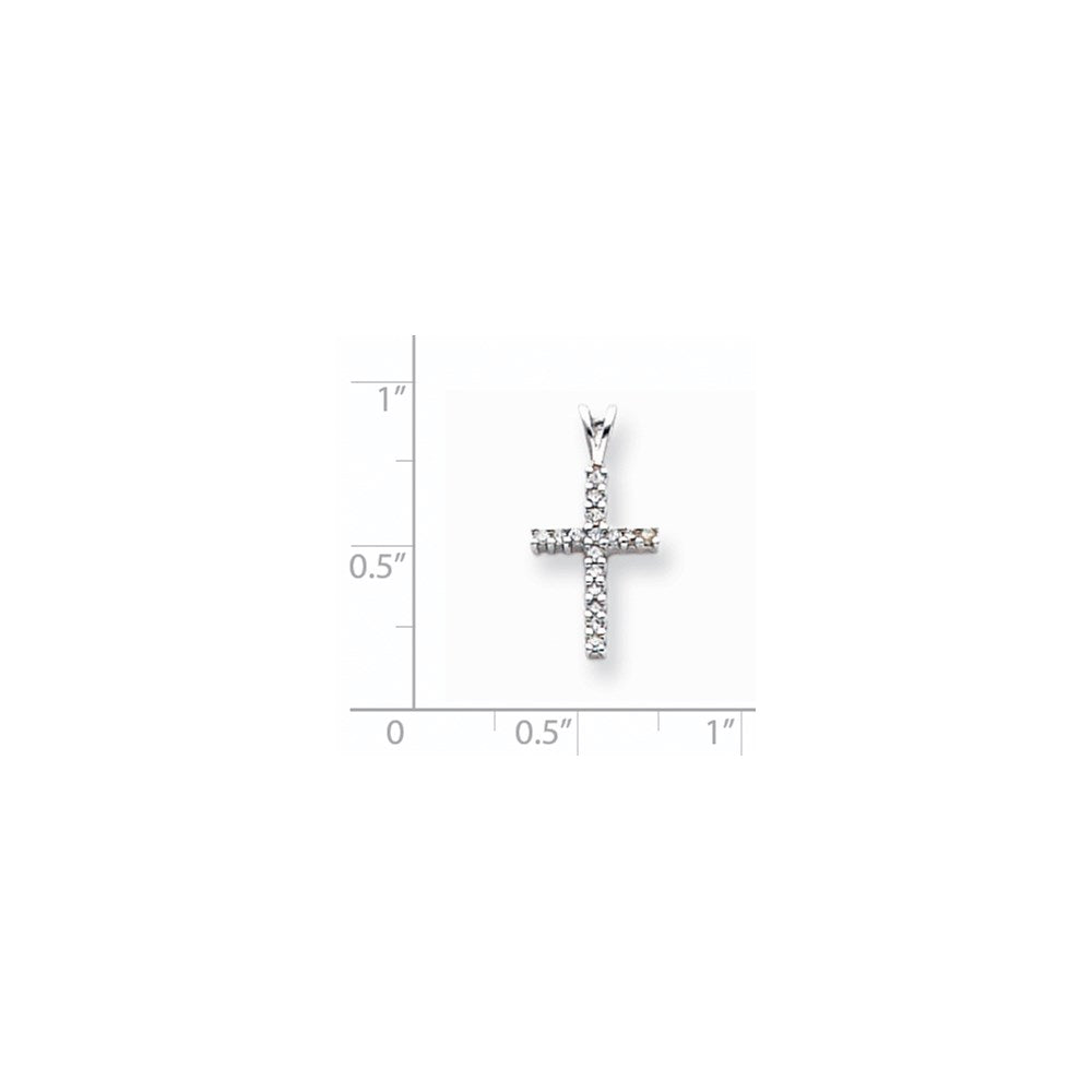 14K Weißgold Diamant-Kreuzanhänger (Lateinisches Kreuz)