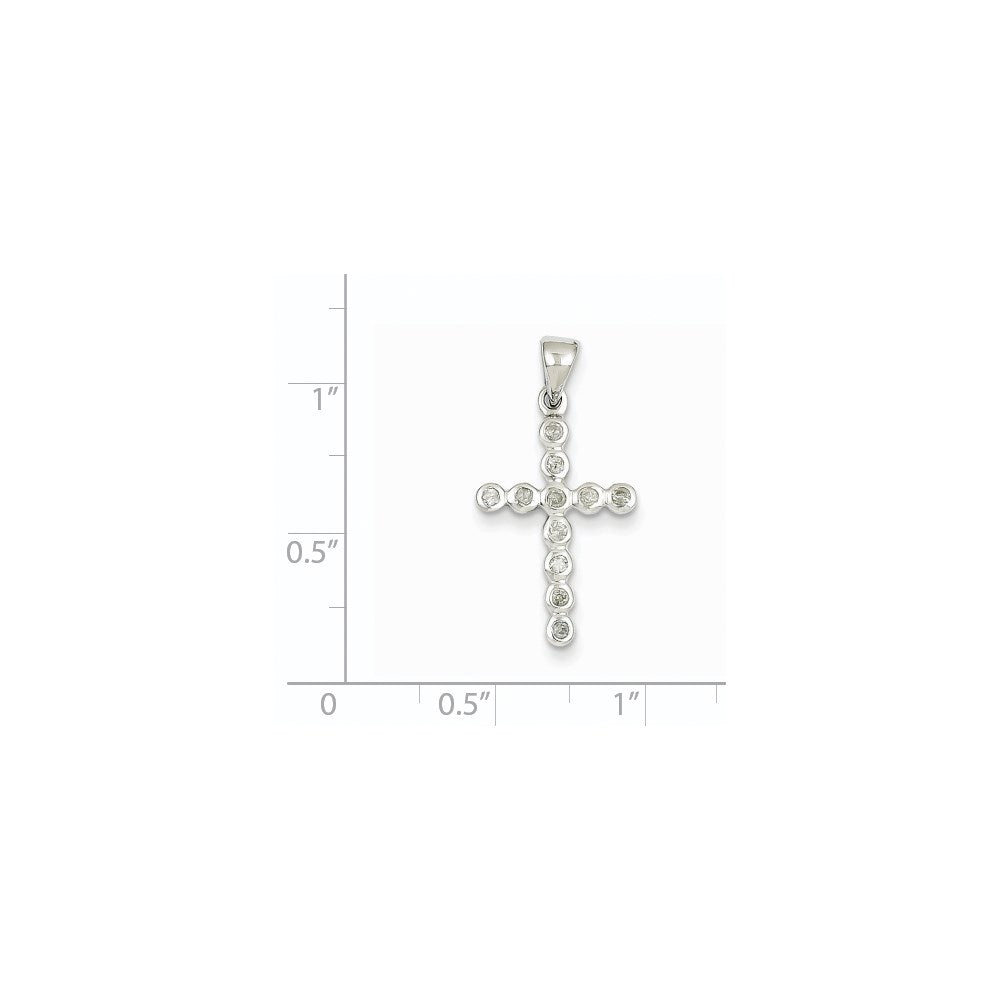 14K Weißgold Diamant-Kreuz-Anhänger