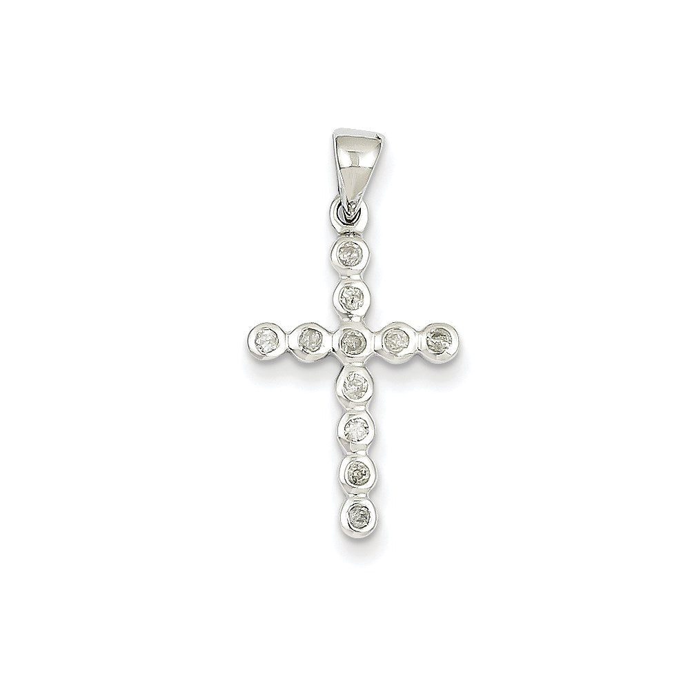 14K Weißgold Diamant-Kreuz-Anhänger