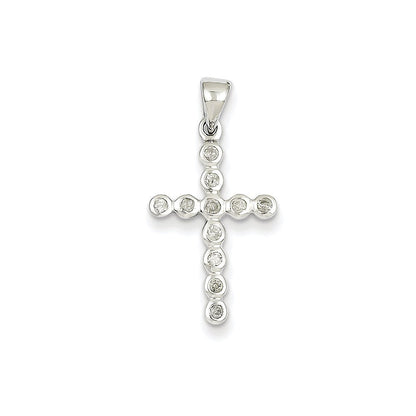 14K Weißgold Diamant-Kreuz-Anhänger