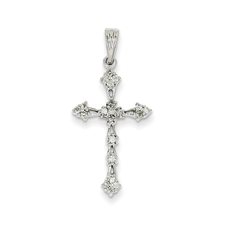 14K Weißgold Diamant-Kreuzanhänger