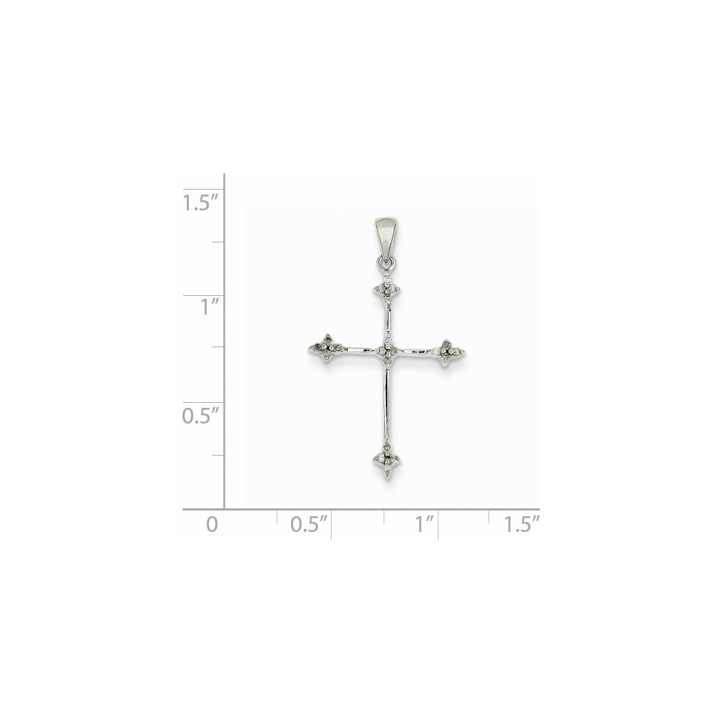 14K Weißgold Diamant-Kreuz-Anhänger
