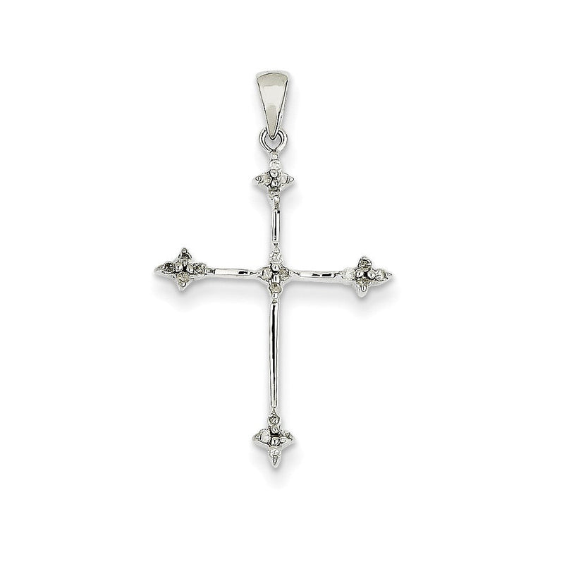 14K Weißgold Diamant-Kreuz-Anhänger