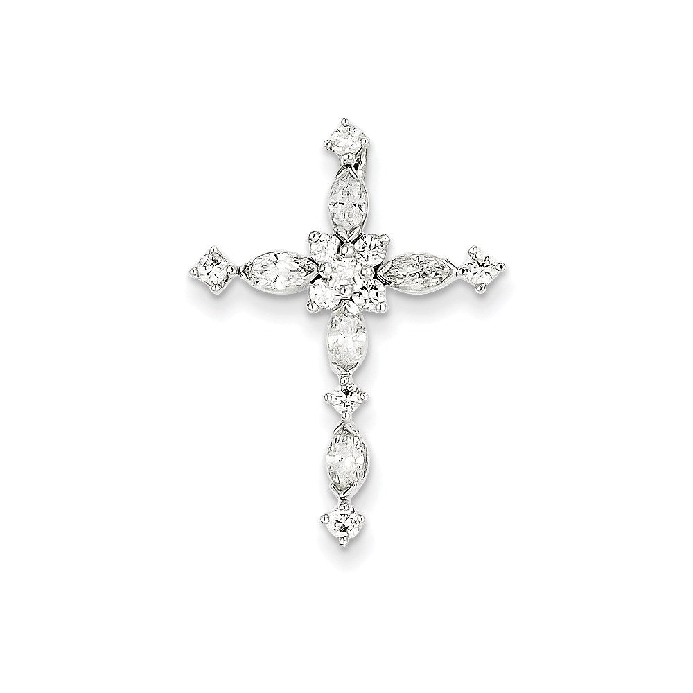 14K Weißgold Diamant-Kreuzanhänger