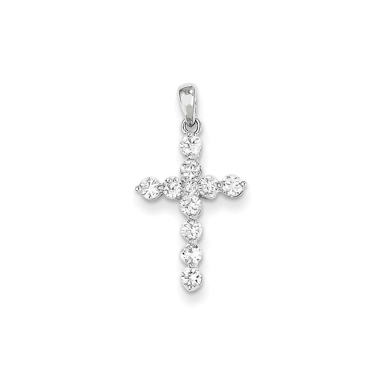 14K Weißgold Diamant-Kreuzanhänger