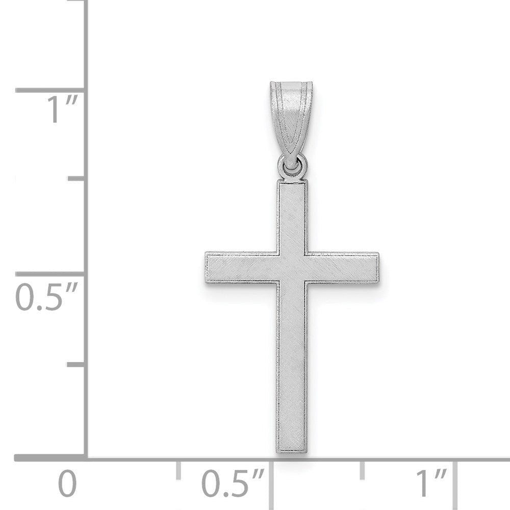 14K Weißgold 14K Weißgold Florentinisch Satiniert Lateinisch Kreuz Anhänger