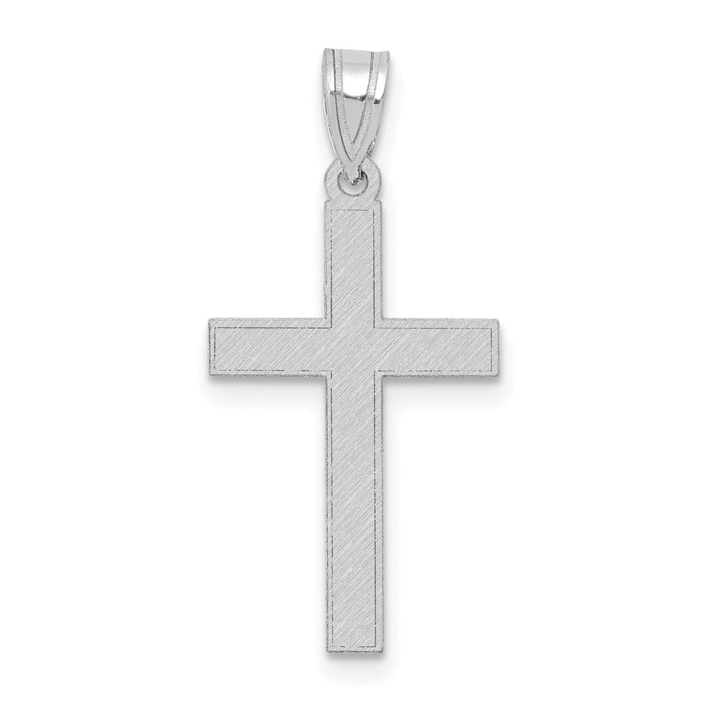 14K Weißgold 14K Weißgold Florentinisch Satiniert Lateinisch Kreuz Anhänger