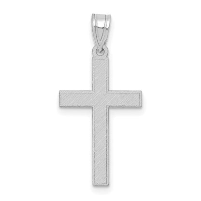 14K Weißgold 14K Weißgold Florentinisch Satiniert Lateinisch Kreuz Anhänger