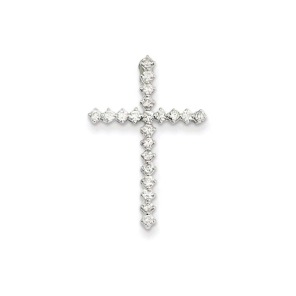 14K Weißgold Diamant-Kreuz-Anhänger