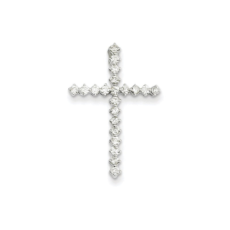 14K Weißgold Diamant-Kreuz-Anhänger