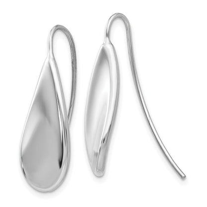 14K Weißgold Gebogen Tear Tropfen Draht Ohrringe