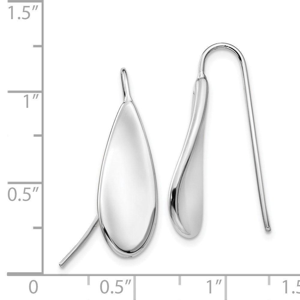 14K Weißgold Gebogen Tear Tropfen Draht Ohrringe