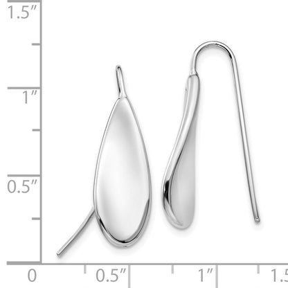 14K Weißgold Gebogen Tear Tropfen Draht Ohrringe