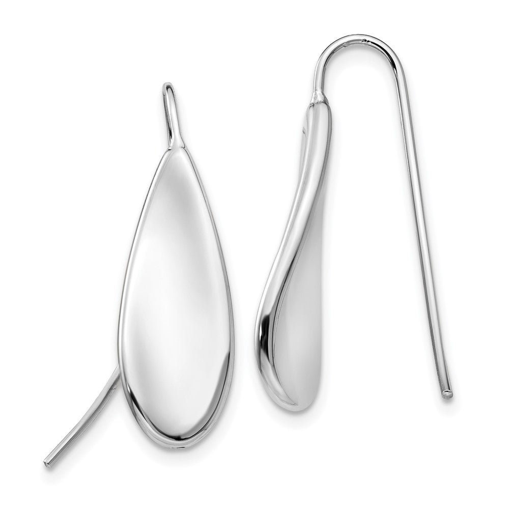 14K Weißgold Gebogen Tear Tropfen Draht Ohrringe