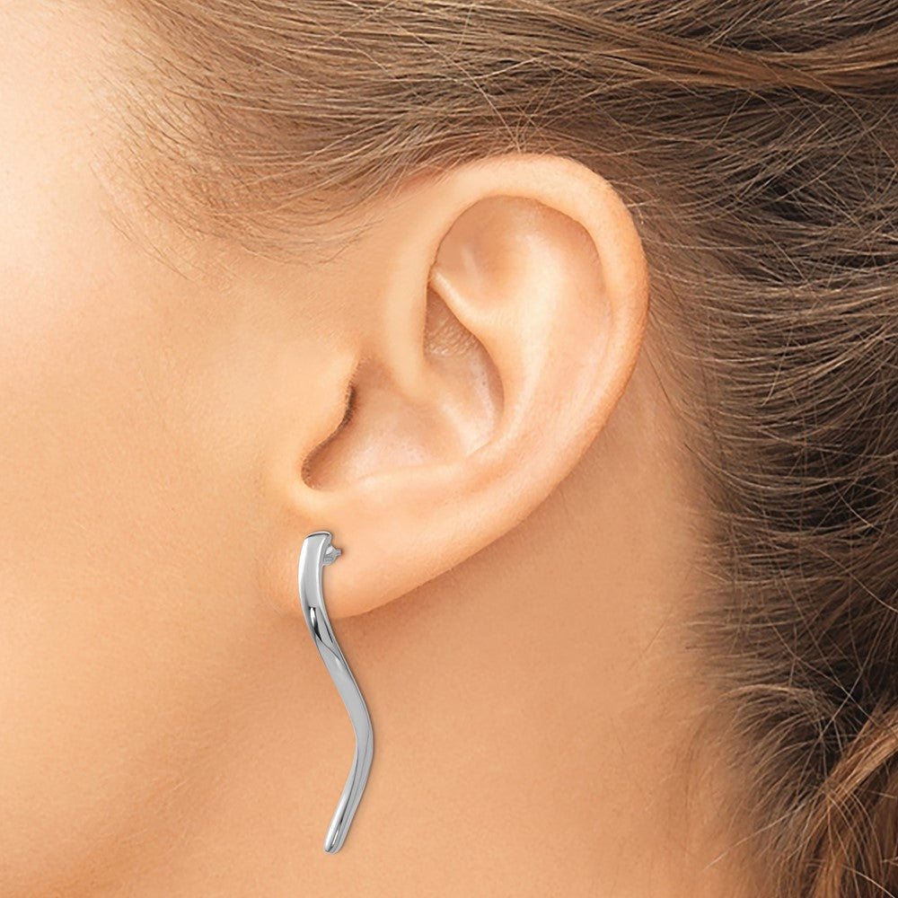 14K Weißgold Lang Curled Ohrstecker