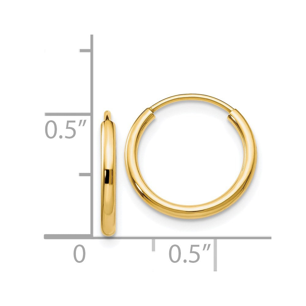 14K Gelbgold 1.5mm Poliert Rund Endlos Creolen