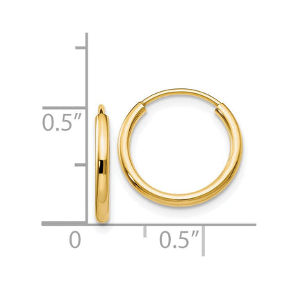 14K Gelbgold 1.5mm Poliert Rund Endlos Creolen