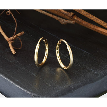 14K Gelbgold 1.5mm Poliert Rund Endlos Creolen