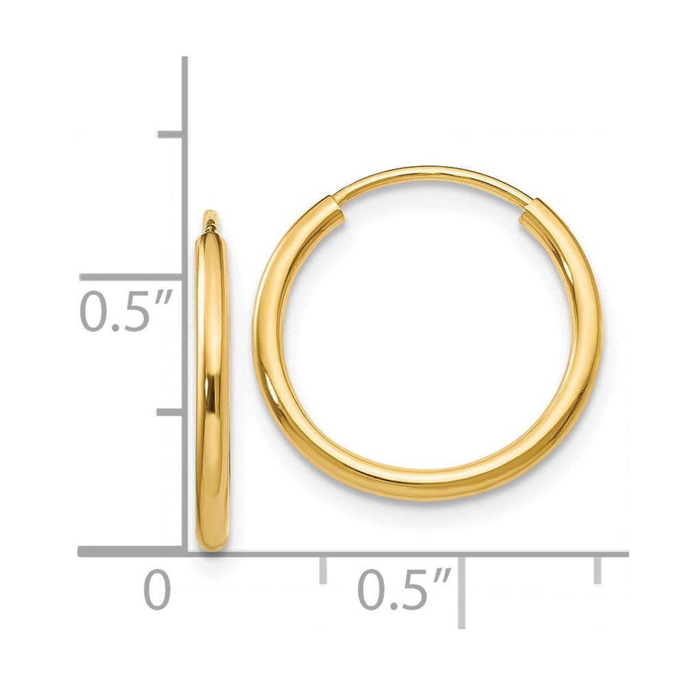 14K Gelbgold 1.5mm Poliert Rund Endlos Creolen
