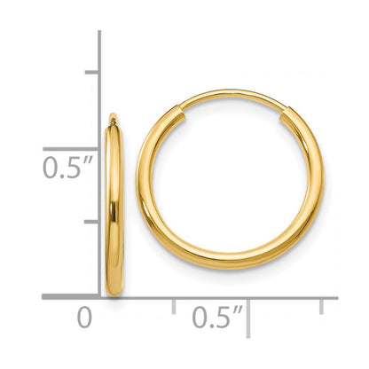 14K Gelbgold 1.5mm Poliert Rund Endlos Creolen