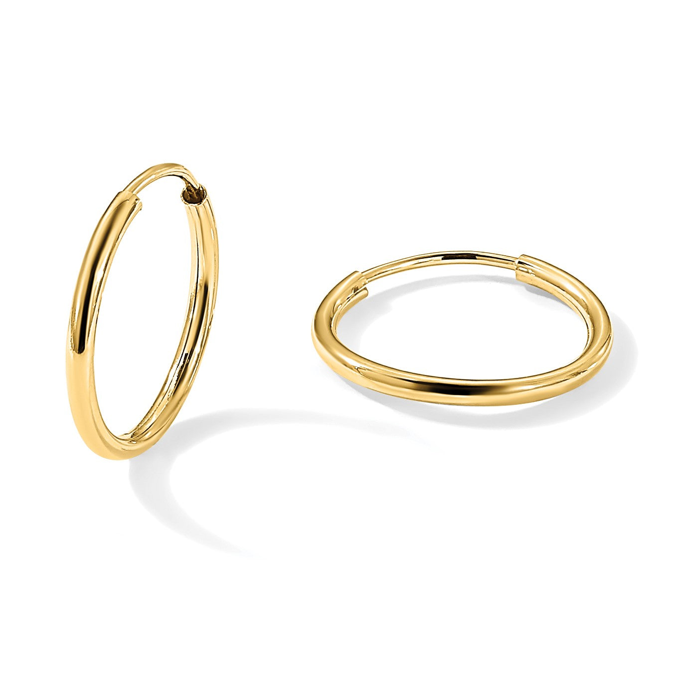 14K Gelbgold 1.5mm Poliert Rund Endlos Creolen