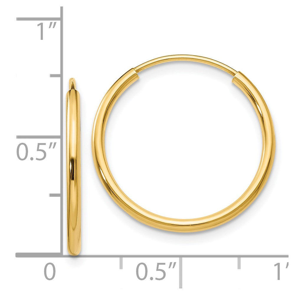 14K Gelbgold 1.5mm Poliert Rund Endlos Creolen
