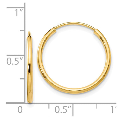 14K Gelbgold 1.5mm Poliert Rund Endlos Creolen