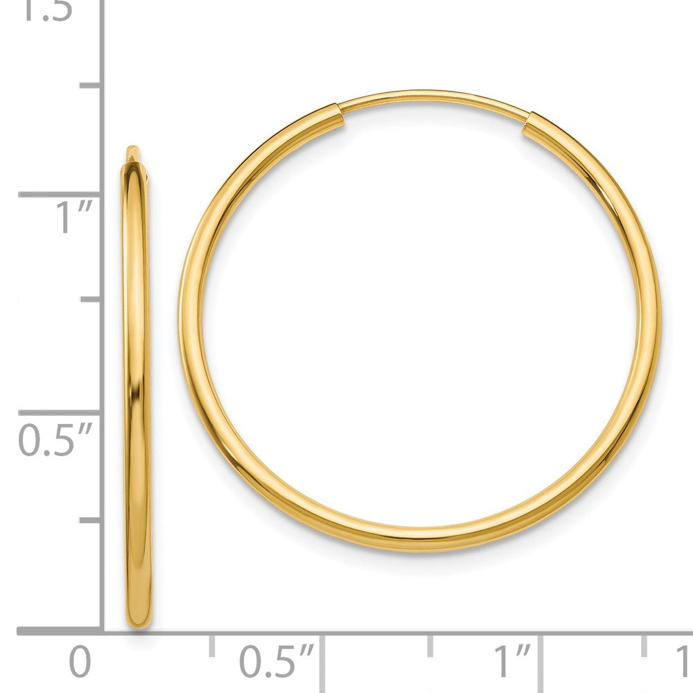 14K Gelbgold 1.5mm Poliert Rund Endlos Creolen