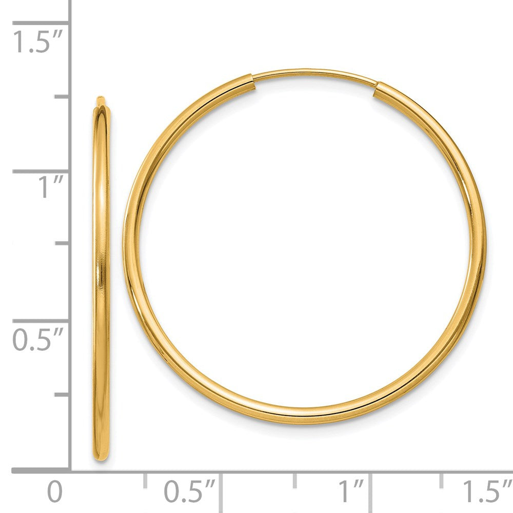14K Gelbgold 1.5mm Poliert Rund Endlos Creolen