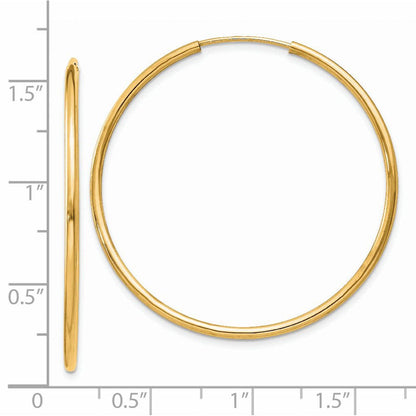 14K Gelbgold 1.5mm Poliert Rund Endlos Creolen