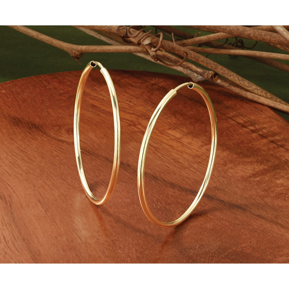 14K Gelbgold 1.5mm Poliert Rund Endlos Creolen