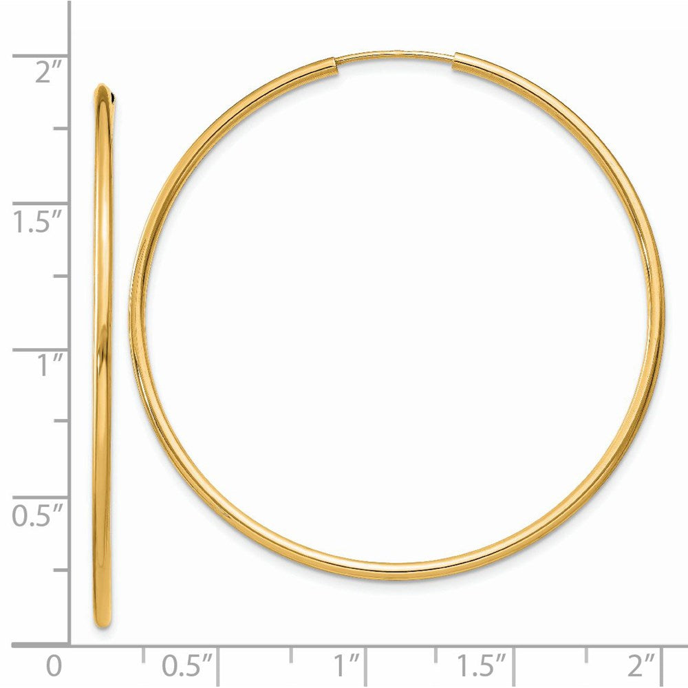 14K Gelbgold 1.5mm Poliert Rund Endlos Creolen