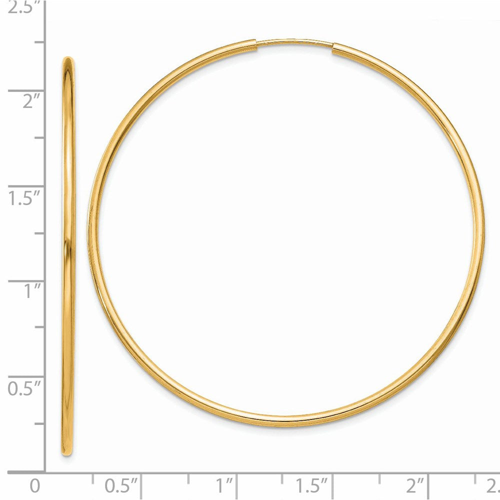 14K Gelbgold 1.5mm Poliert Rund Endlos Creolen
