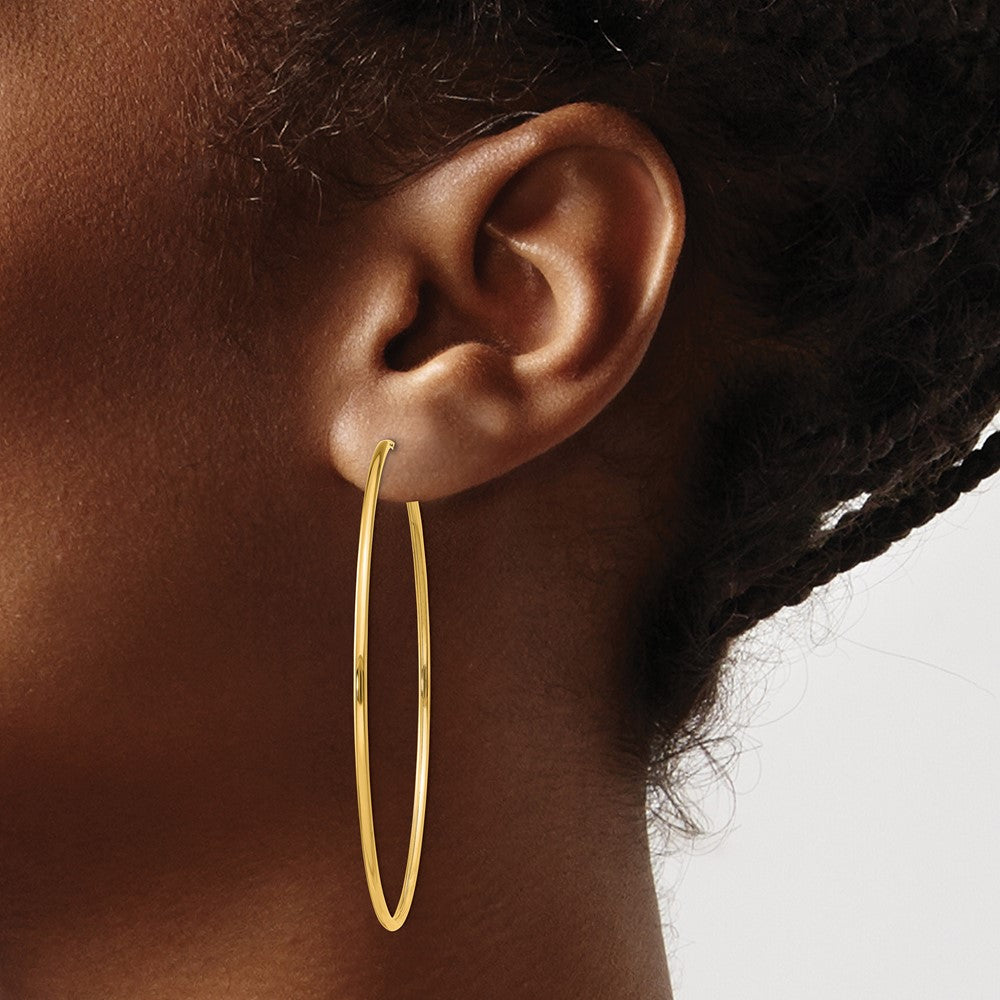 14K Gelbgold 1.5mm Poliert Rund Endlos Creolen